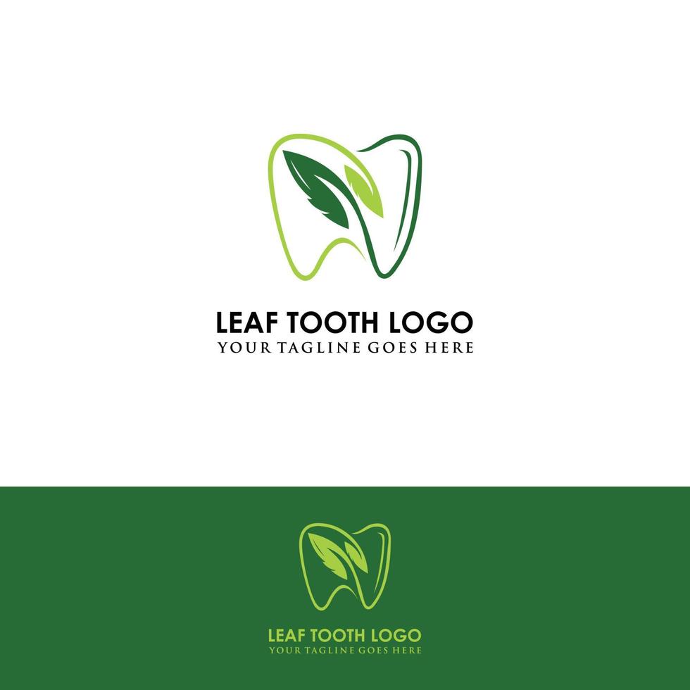 naturaleza dental hoja logo diente dientes contorno línea vector icono