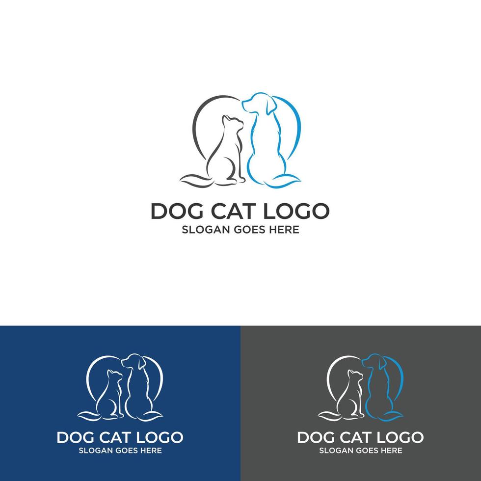 vector de diseño de logotipo de perro y gato.