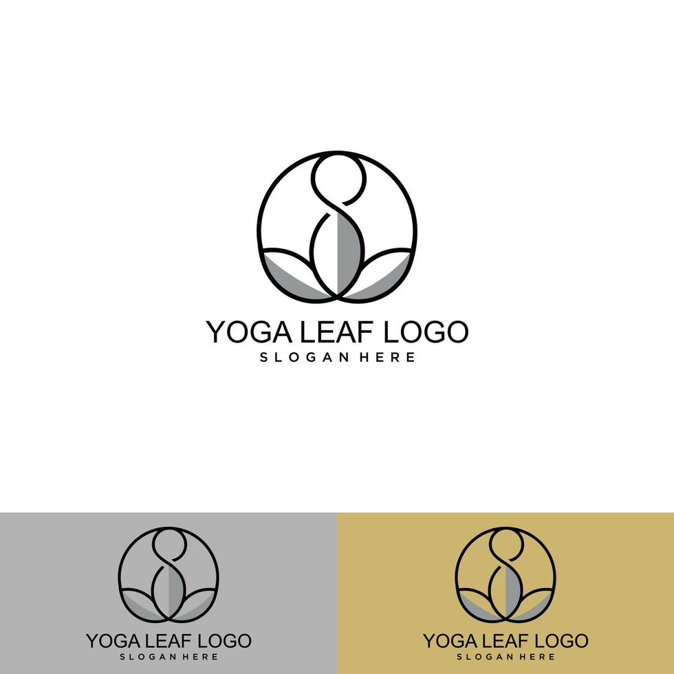 logotipo de icono mínimo de persona de yoga con árbol vector