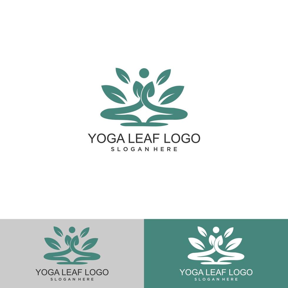 minimal icon logo of yoga person with tree vector