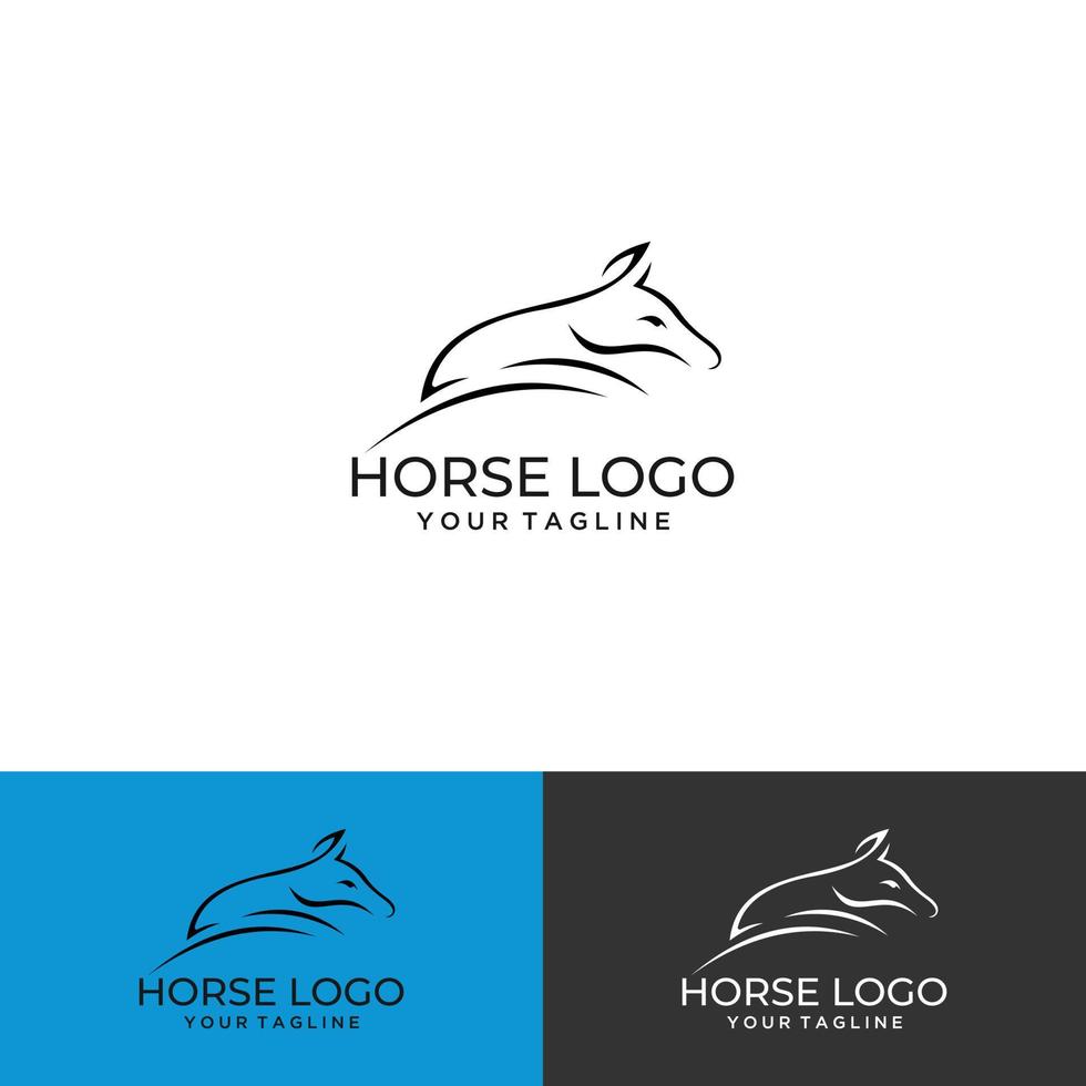 caballo negro, círculo, ilustración del logotipo, silueta vector