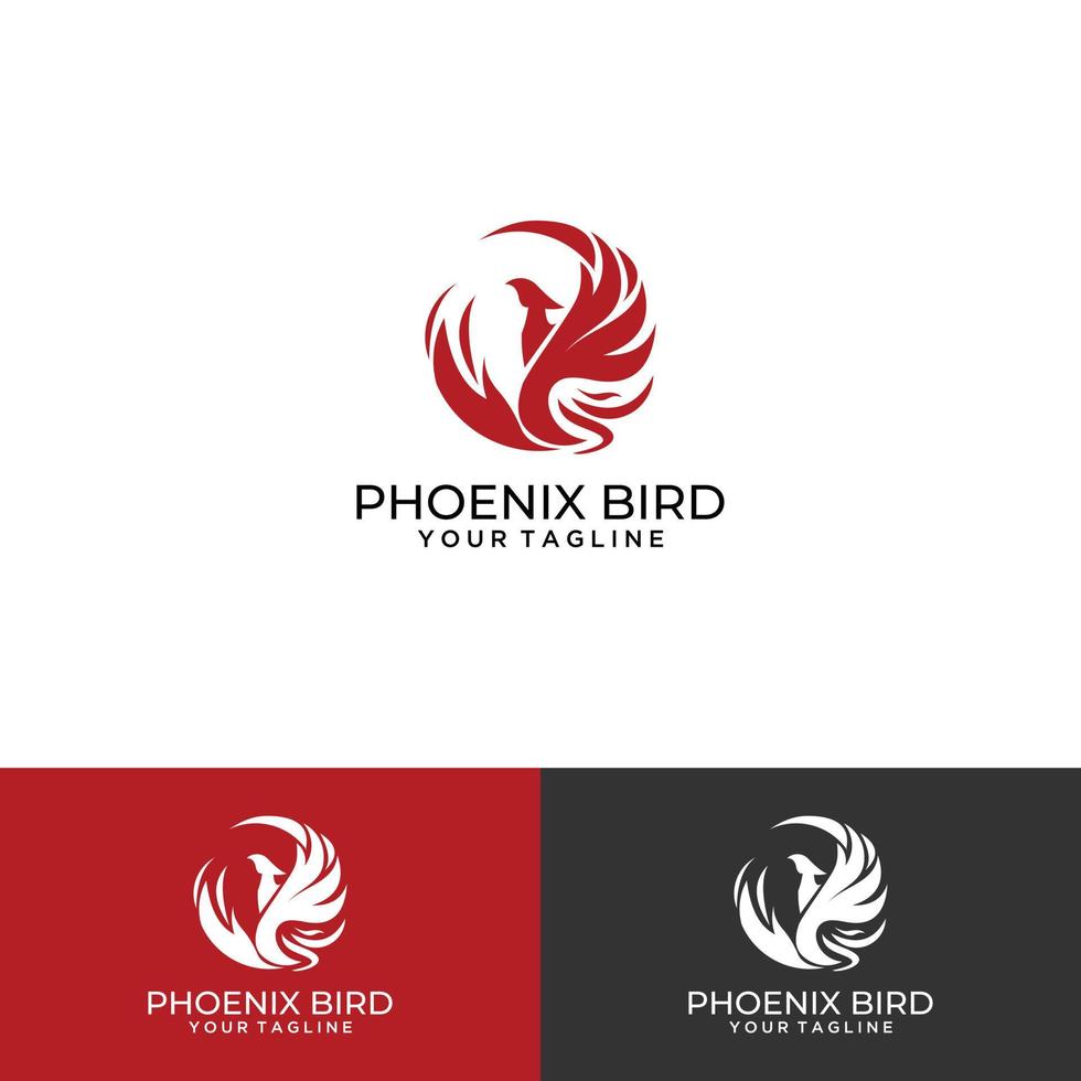 phoenix red fire logo vector