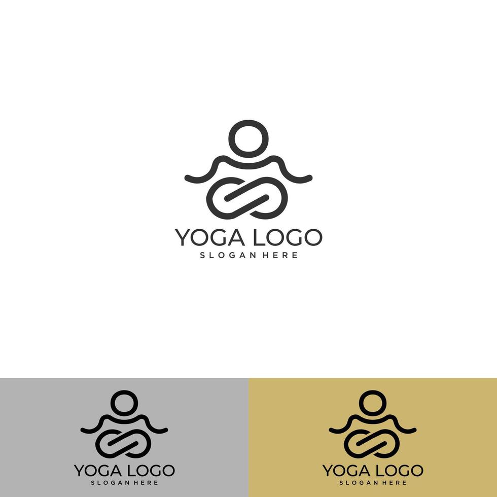 logotipo de icono mínimo de persona de yoga con árbol vector