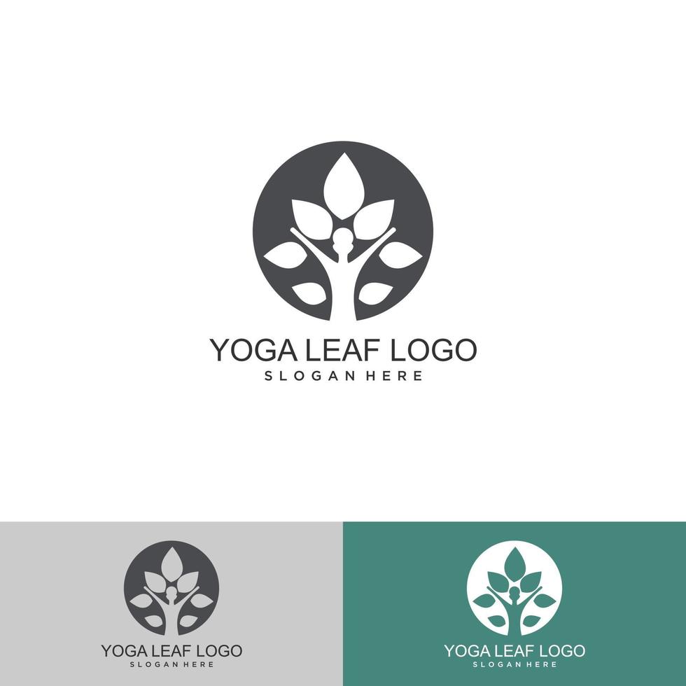 minimal icon logo of yoga person with tree vector