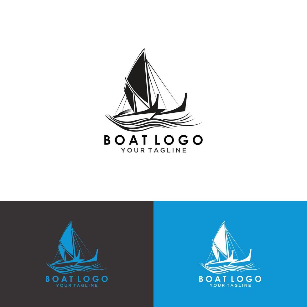 fishing boat logo template. Vector illustration