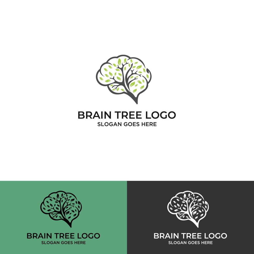 Growing brain logo combination brain logo with tree logo vector