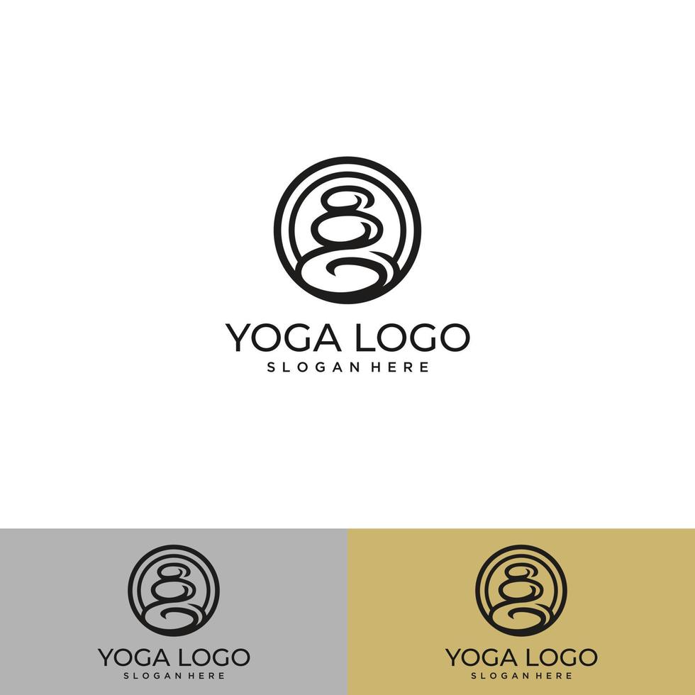 logotipo de icono mínimo de persona de yoga con árbol vector