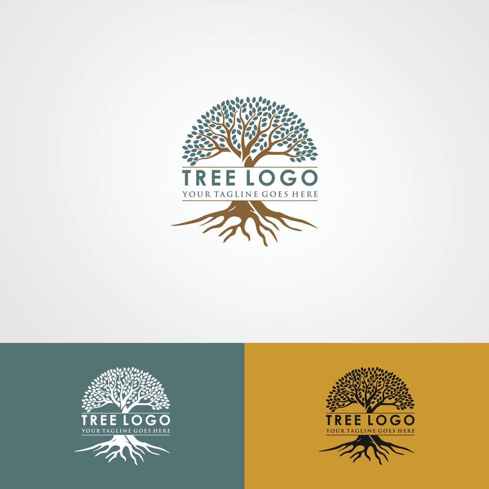 raíces de la ilustración del logotipo del árbol. silueta de vector de árbol.