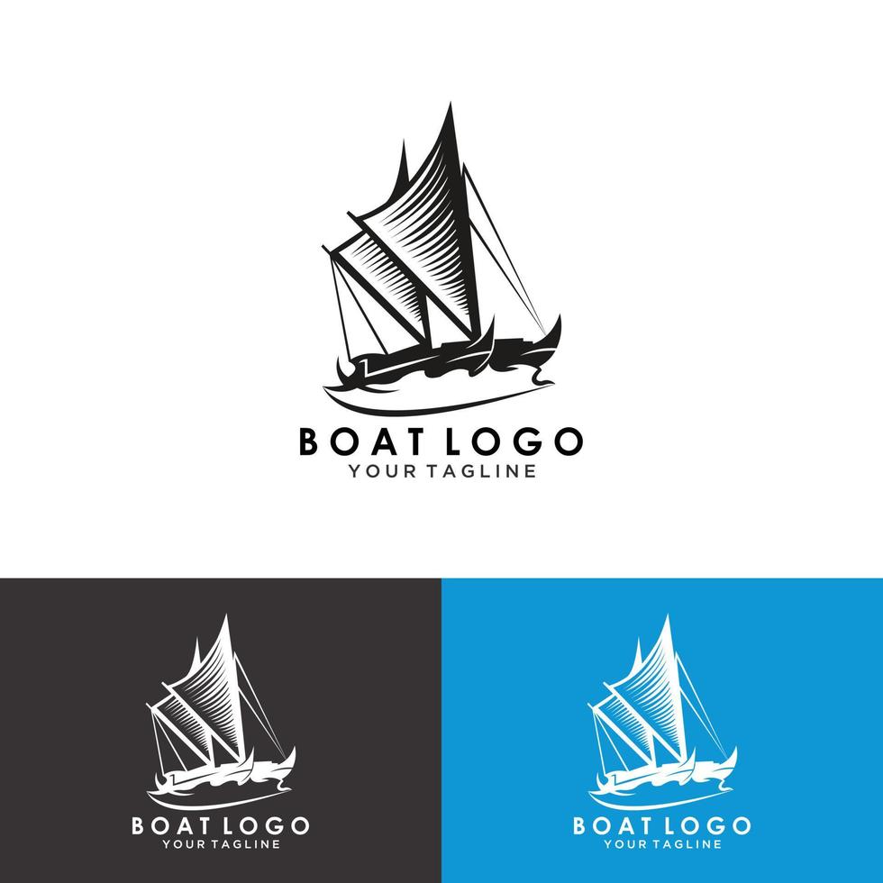 plantilla de logotipo de barco de pesca. ilustración vectorial vector