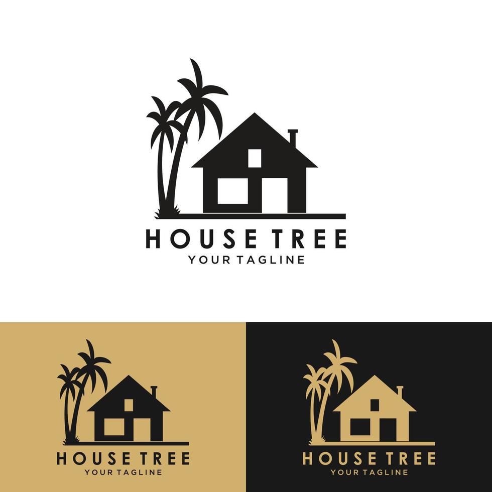 Palm Tree House House Logo Vector Icon Illustration