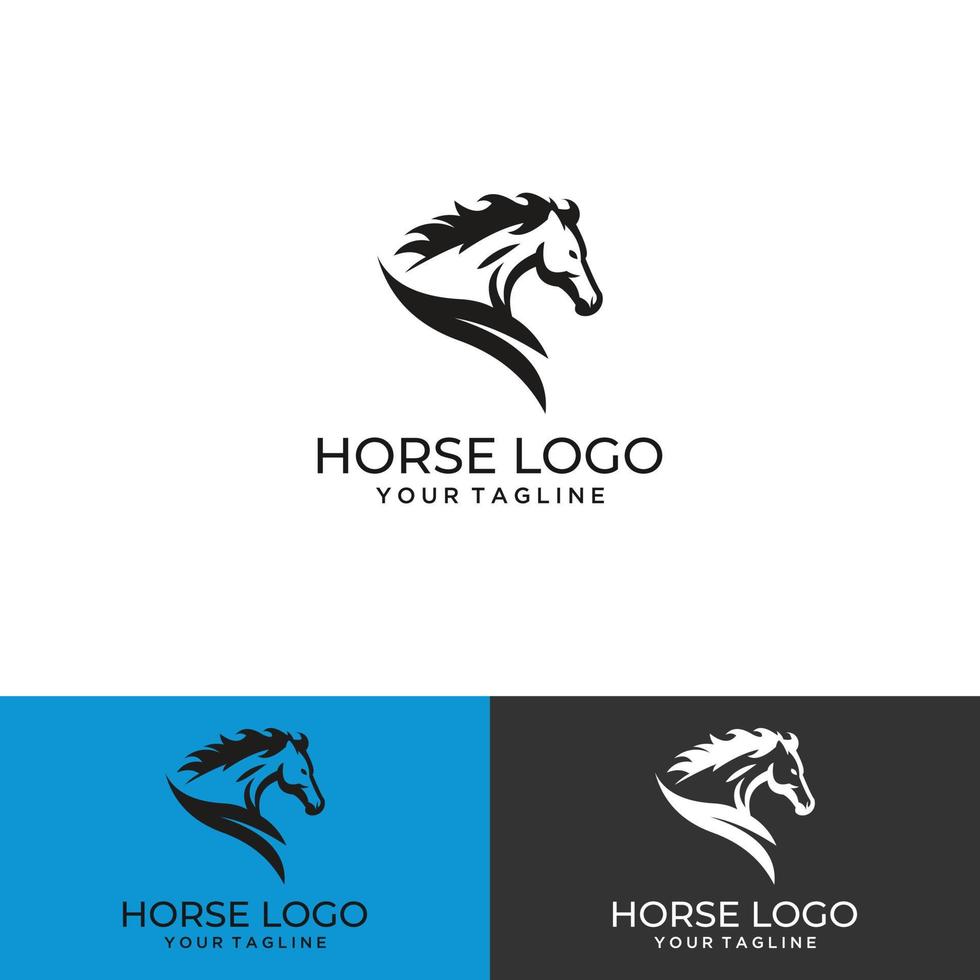 Black horse, circle, logo illustration, silhouette vector