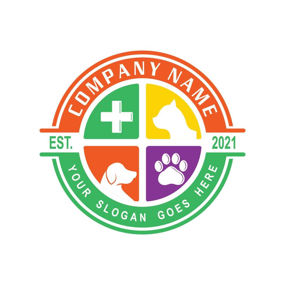 logotipo de cuidado de mascotas, logotipo veterinario vector