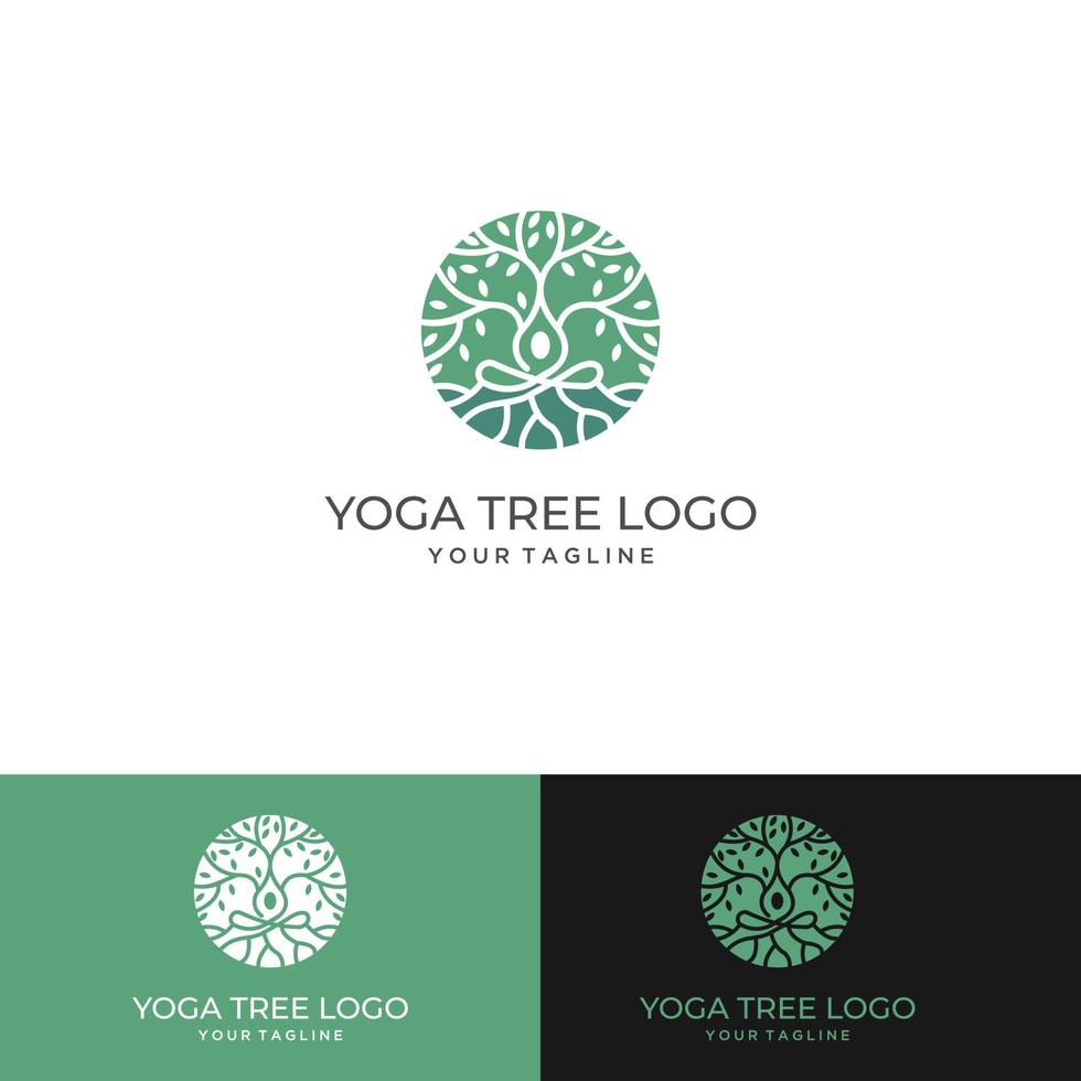 vector logo de yoga, una meditación de hombre en un lugar natural.