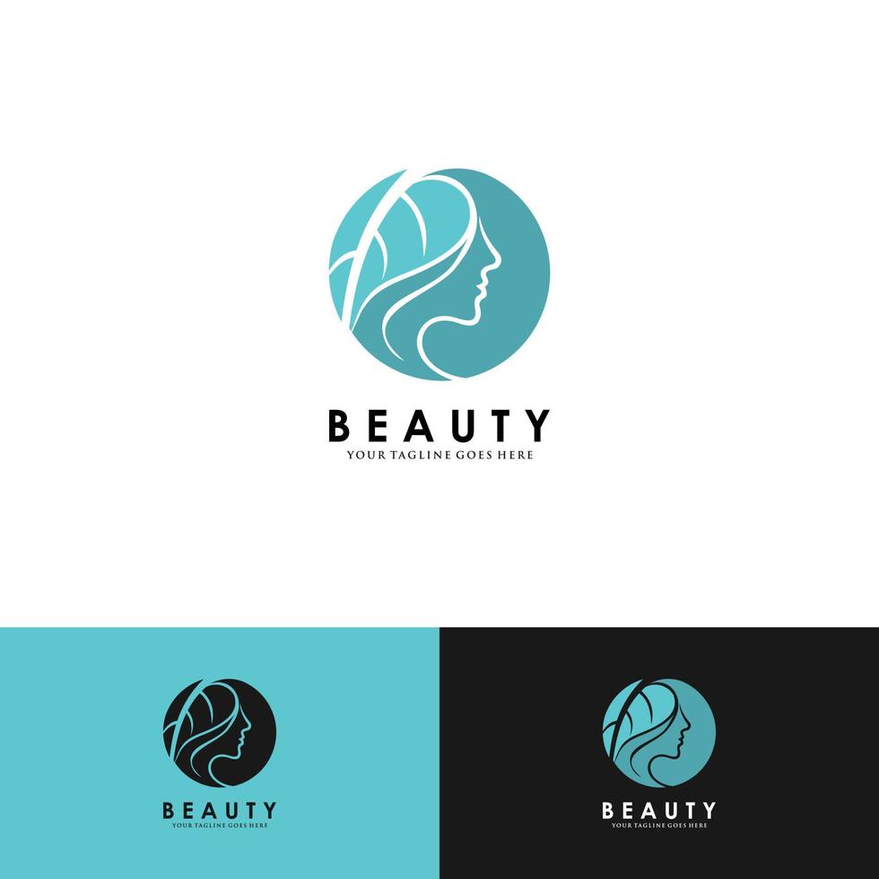 Silhouette woman logo, head, face logo isolated. Use for beauty salon, spa, cosmetic design, etc vector