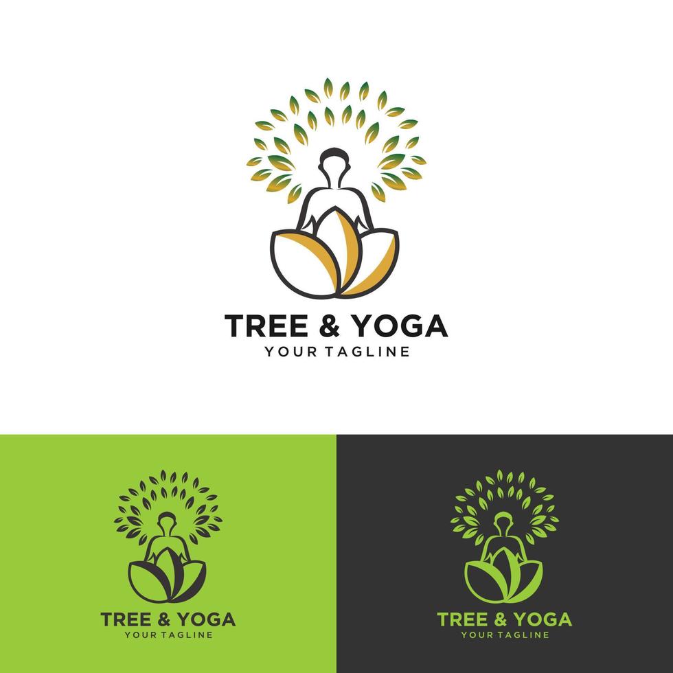 Yoga logo vector, a man meditation in Natural place. vector