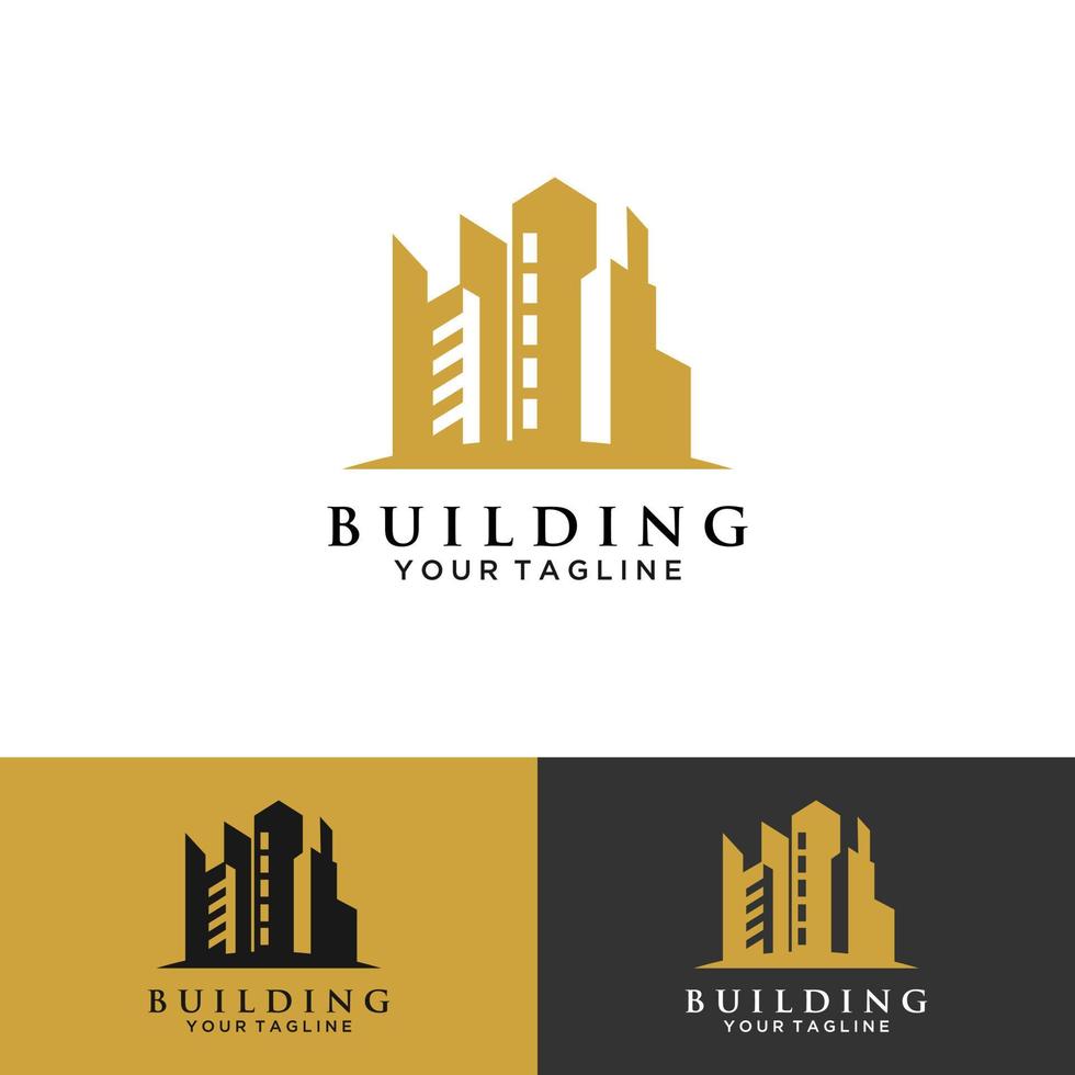 Abstract building structure logo design real estate, architecture, construction vector