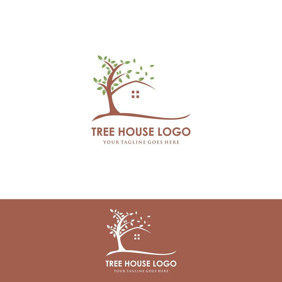 Tree house logo design - vector