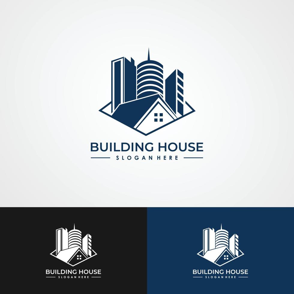 Abstract building structure logo design real estate, architecture, construction vector