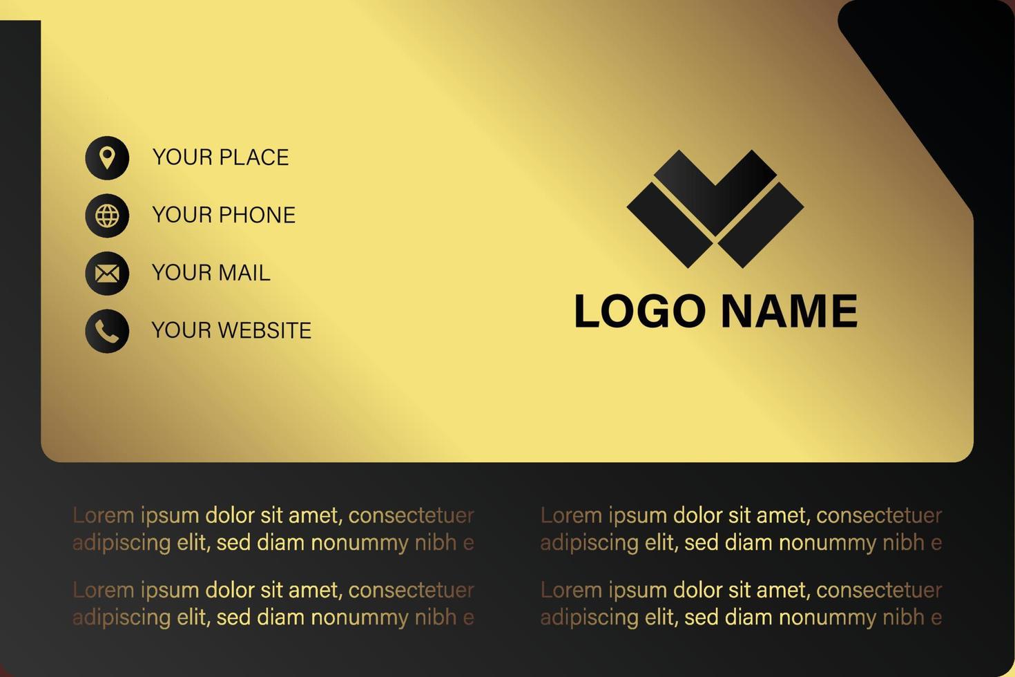 Creative black dark business card Template modern and Clean design vector