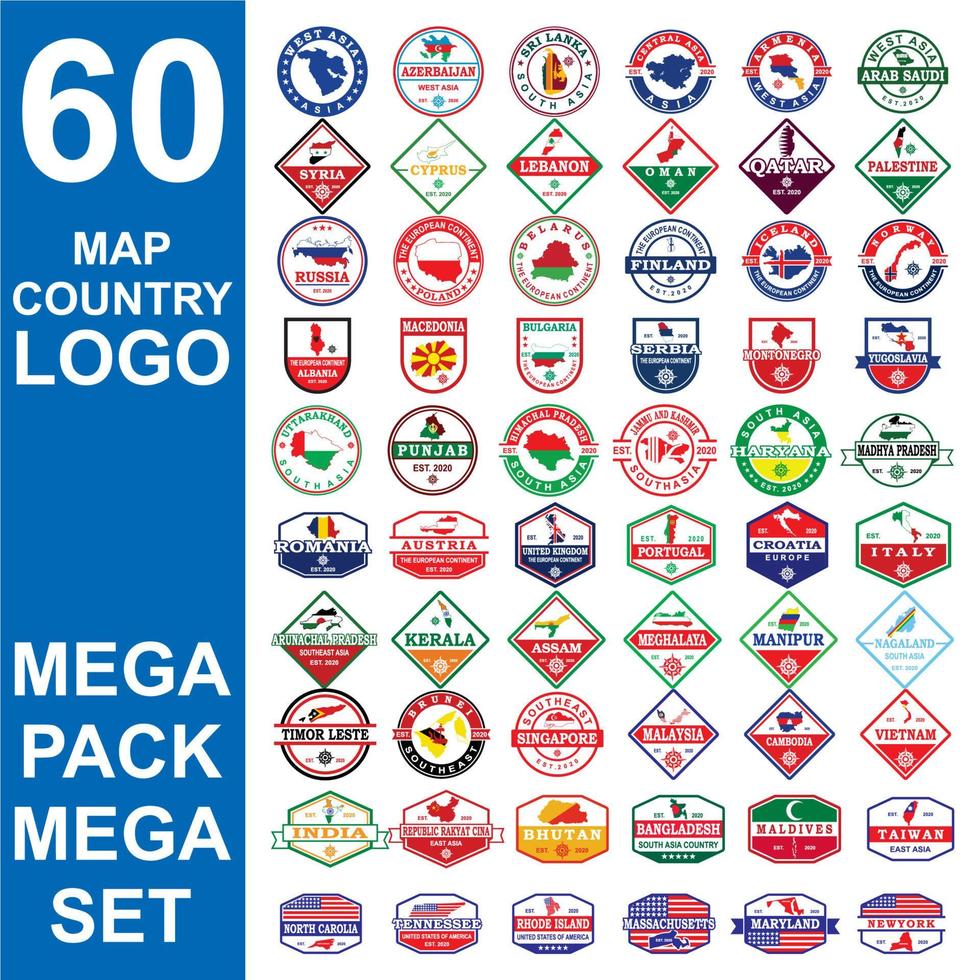 set of map country logo , set of country vector