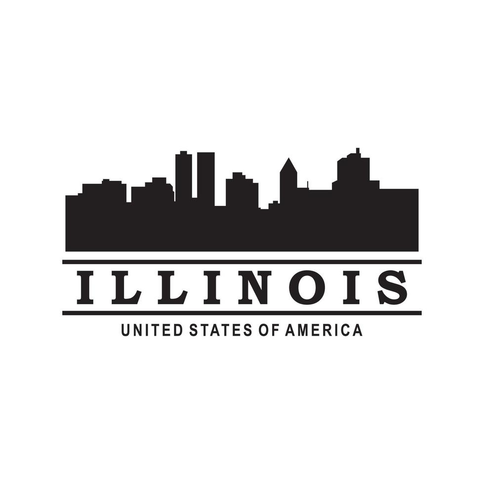 illinois skyline silhouette vector logo