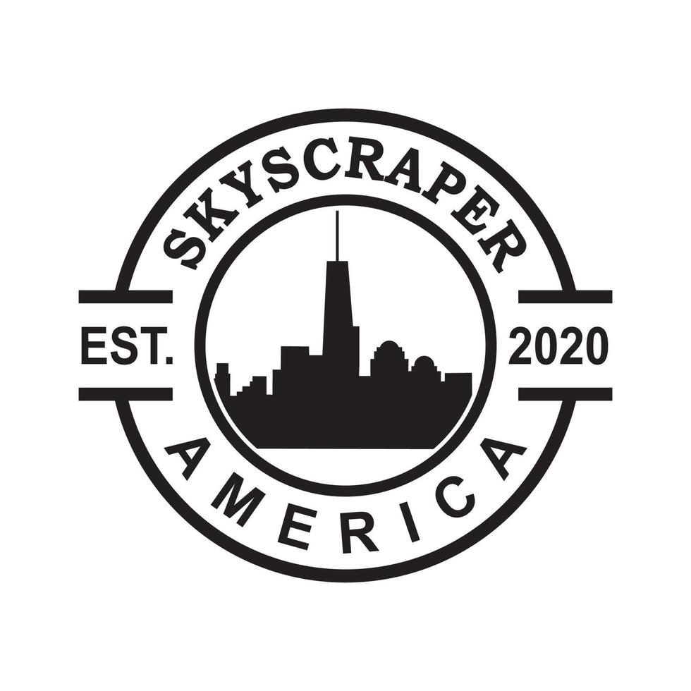 vector de rascacielos de América, logotipo de arquitectura