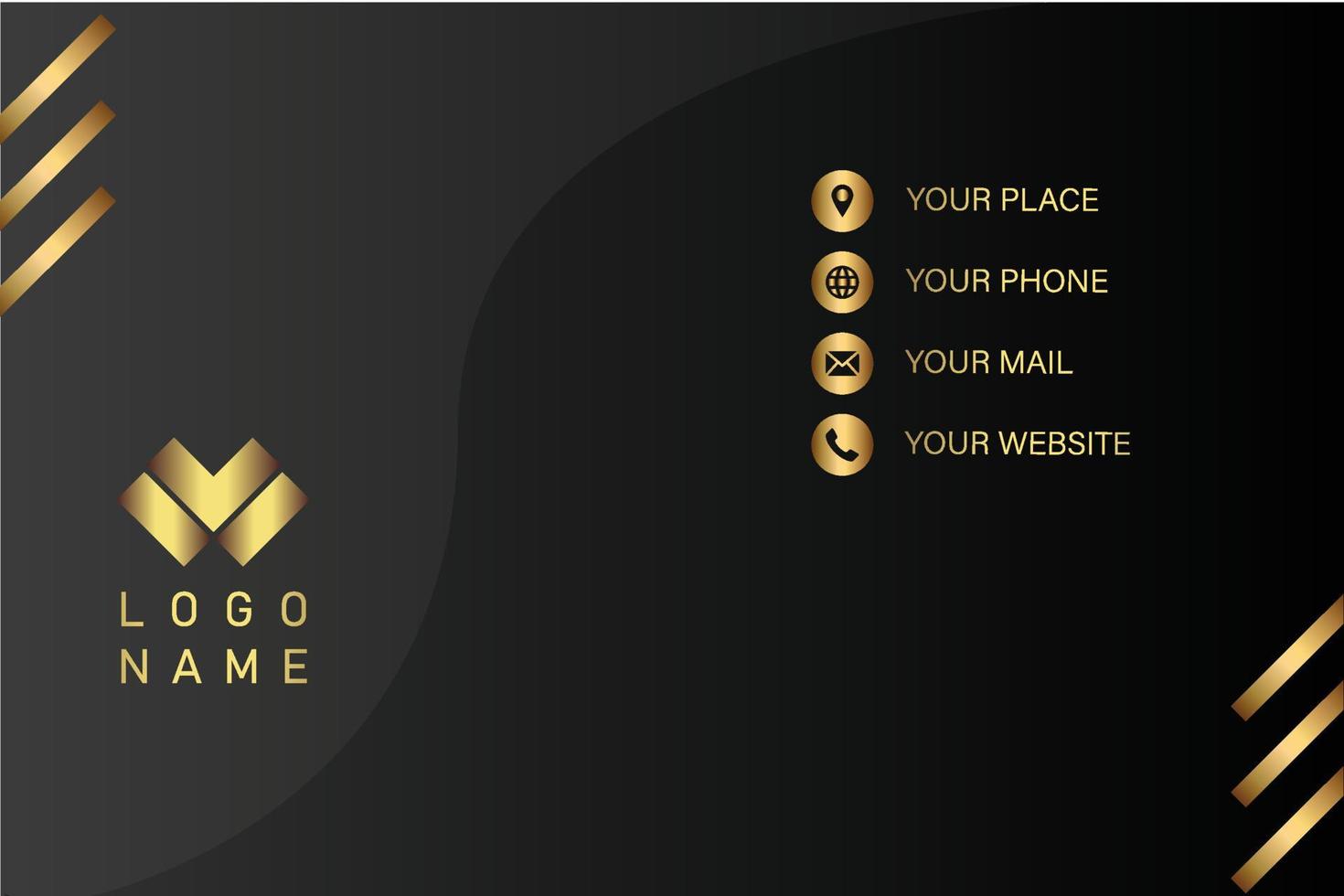 Creative black dark business card Template modern and Clean design vector