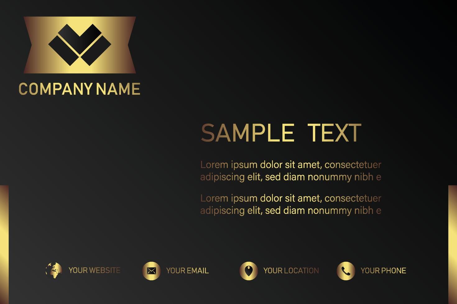 Creative black dark business card Template modern and Clean design vector