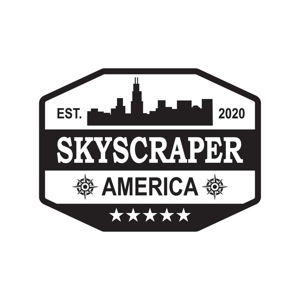 vector de rascacielos de América, logotipo de arquitectura