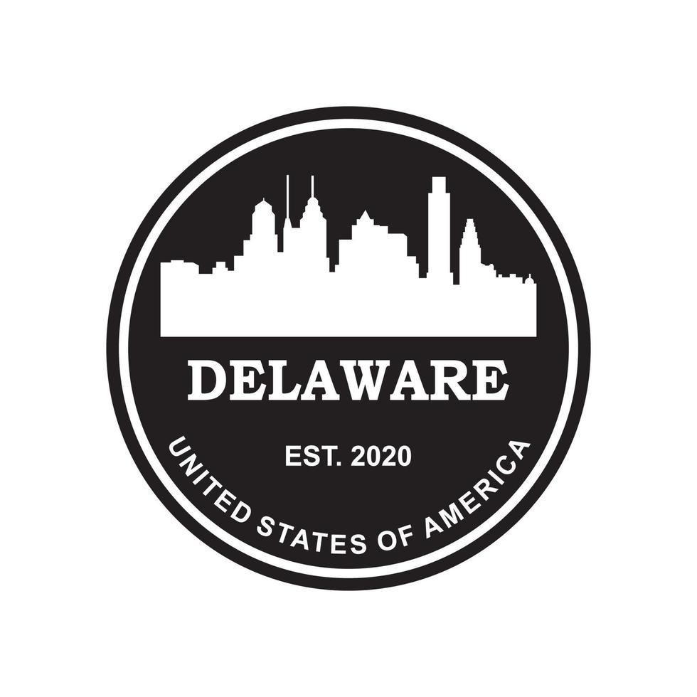 logotipo de vector de silueta de horizonte de delaware