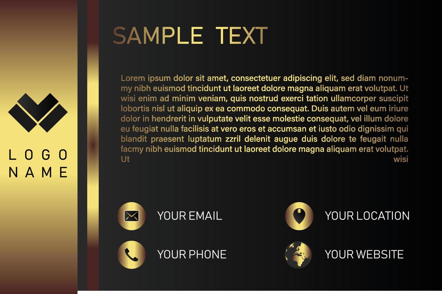 Creative black dark business card Template modern and Clean design vector