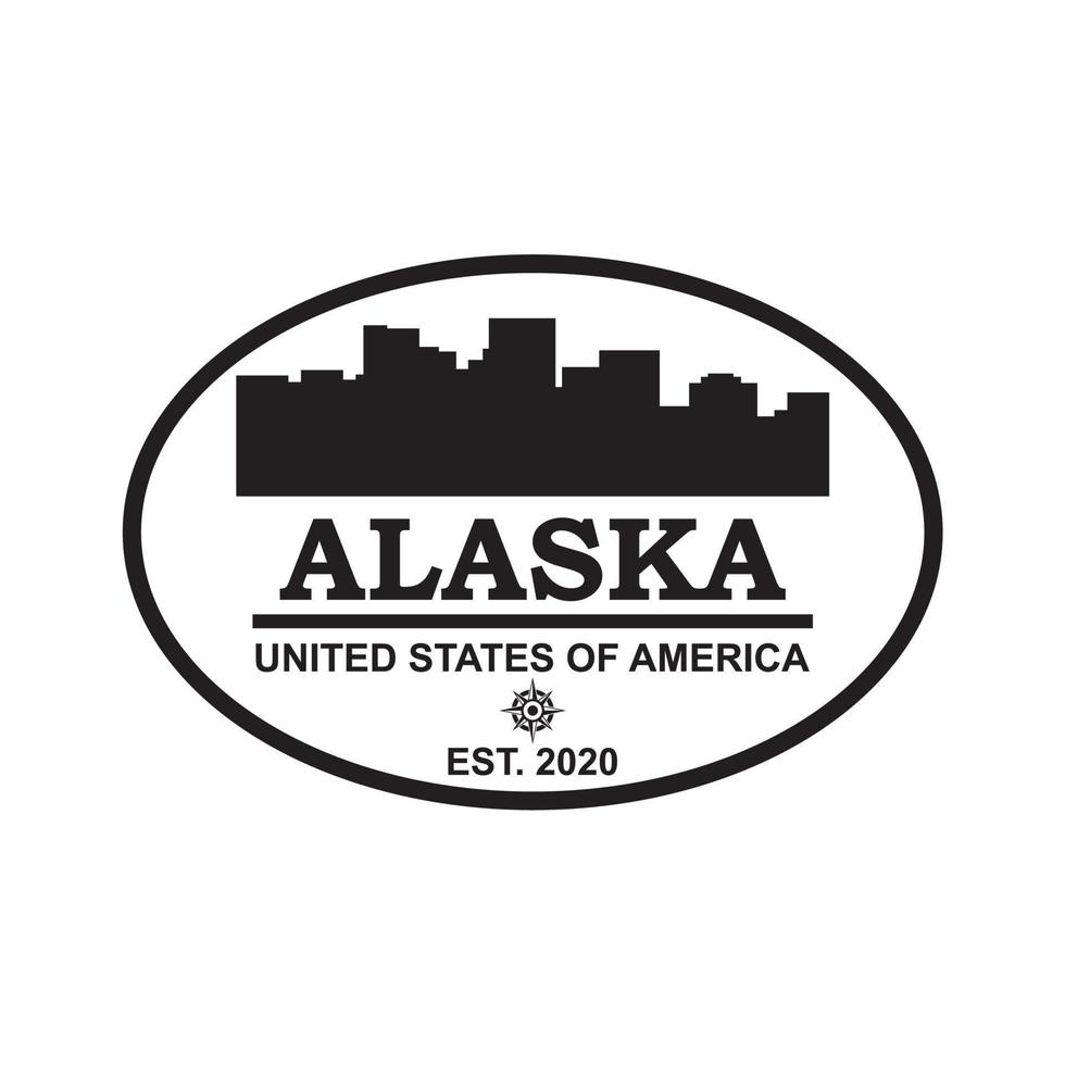 vector de silueta de horizonte de alaska, logotipo de rascacielos de estados unidos