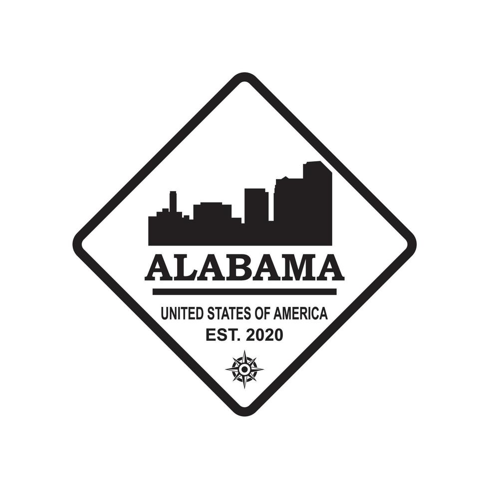 vector de silueta de horizonte de alabama, logotipo de rascacielos de estados unidos