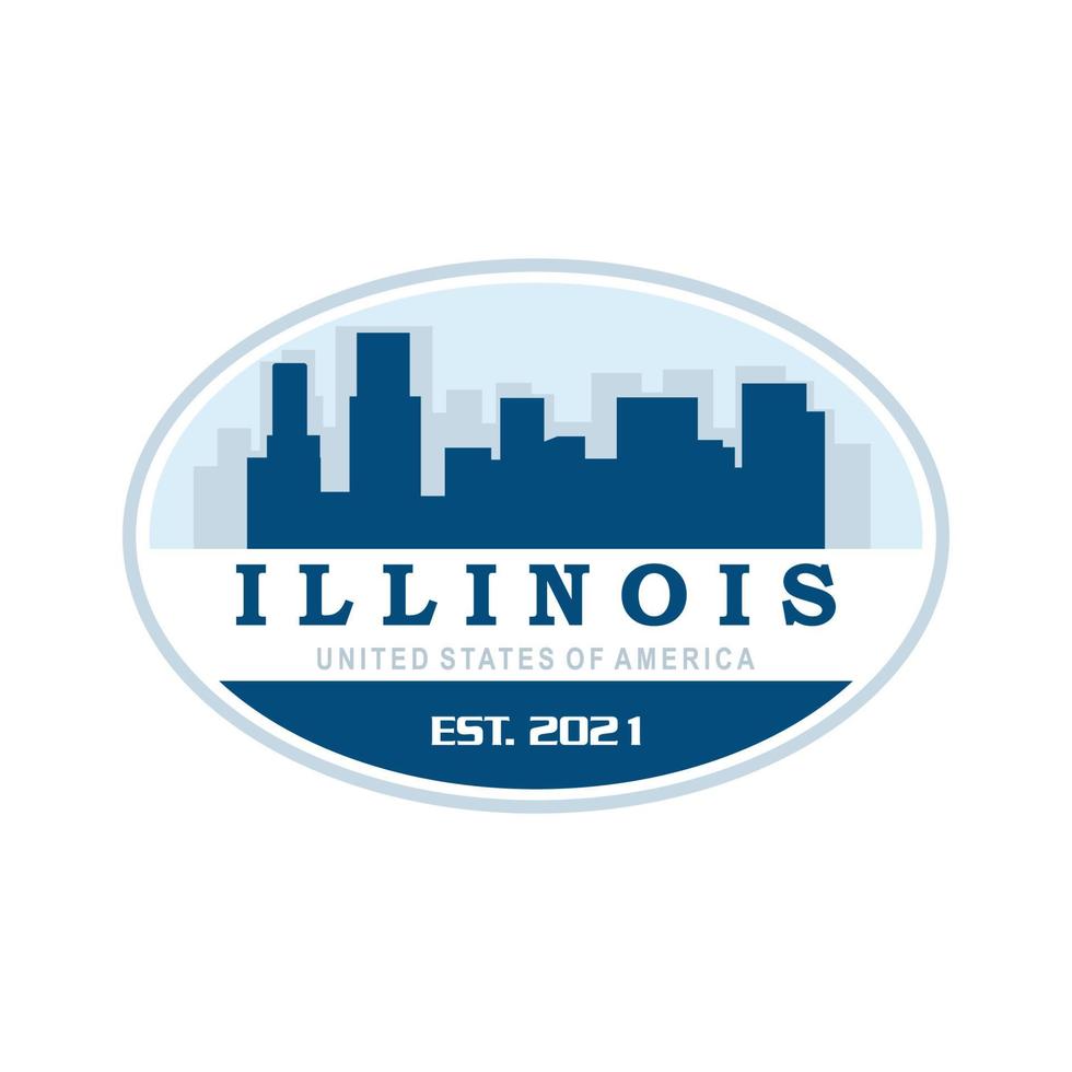 vector de horizonte de Illinois, logotipo de rascacielos de Chicago