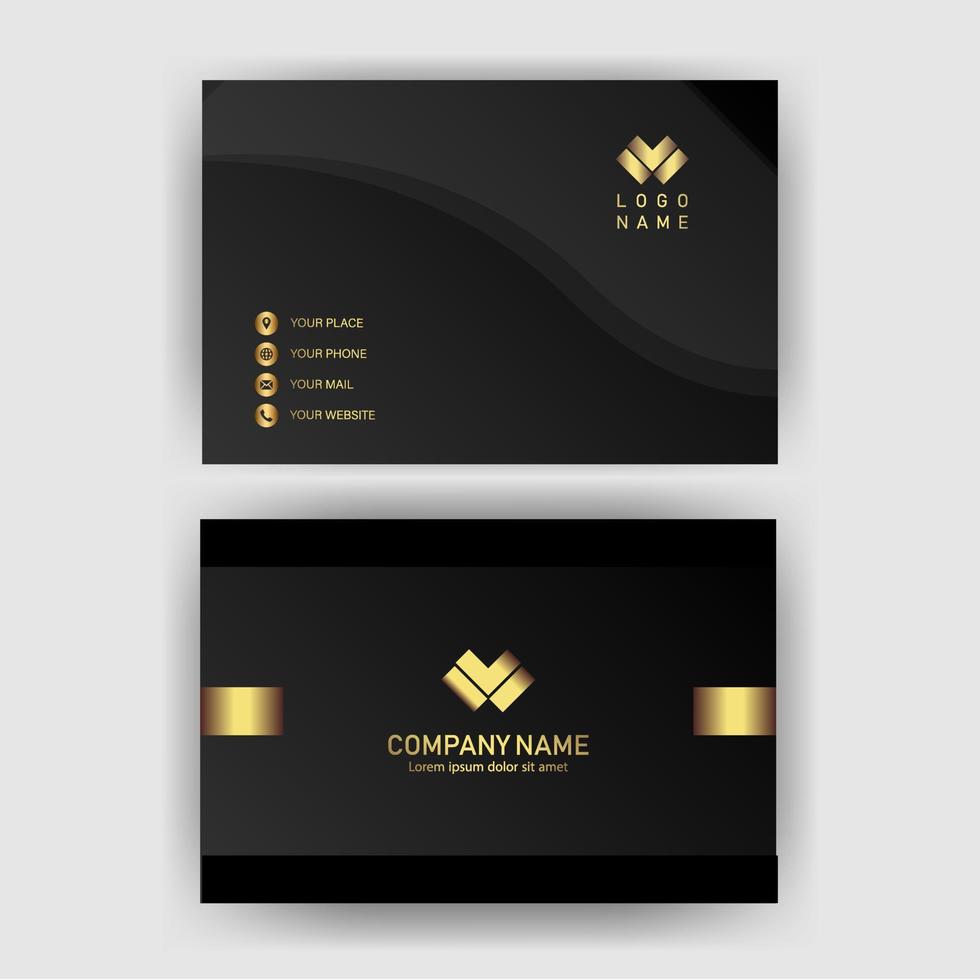 Creative black dark business card Template modern and Clean design vector