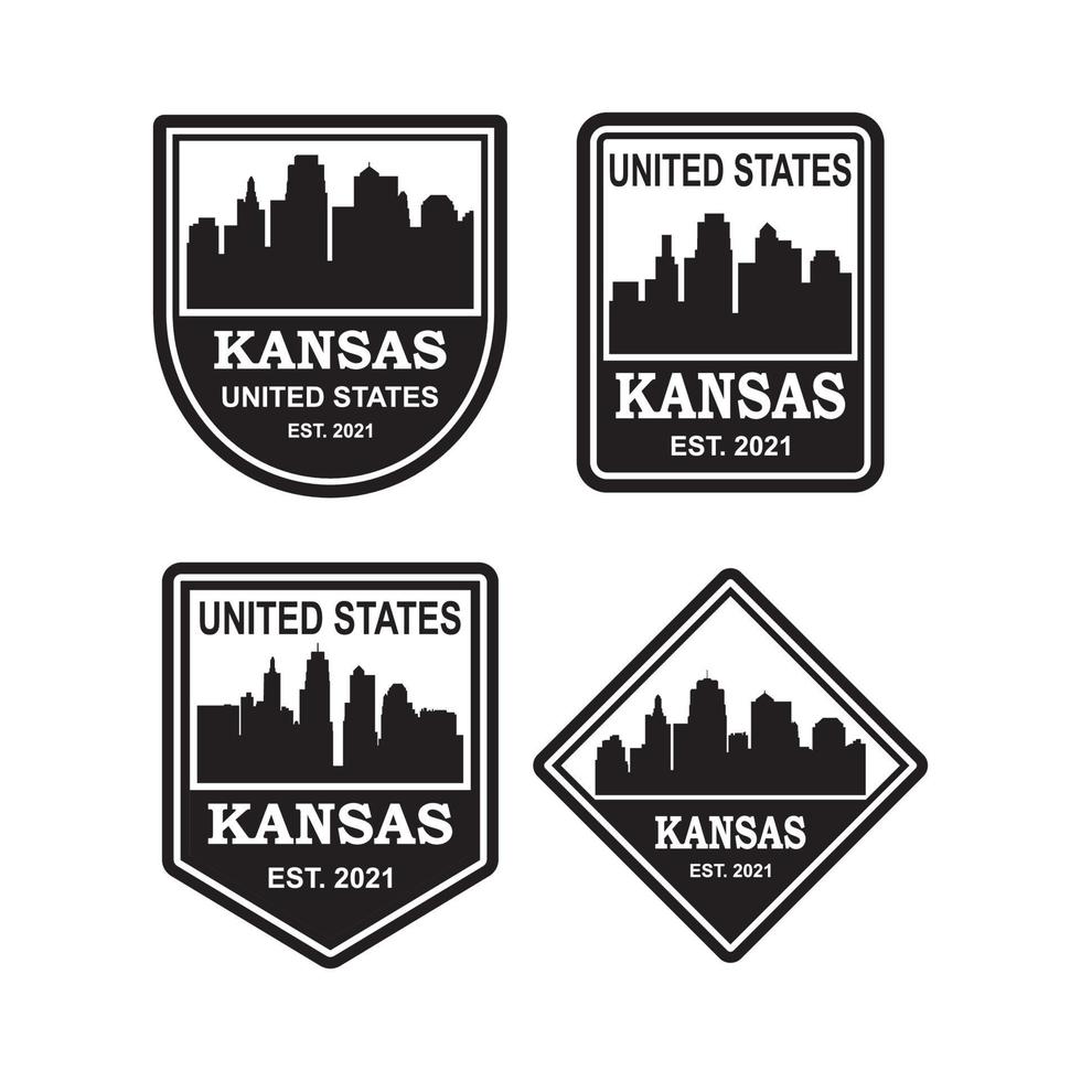 kansas skyline silhouette vector logo