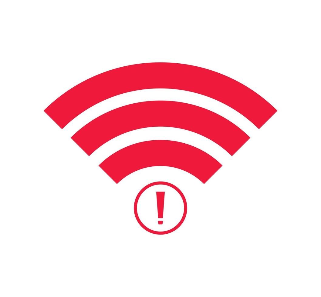 no hay señal de red inalámbrica icono de símbolo de color rojo. sin icono wifi vector