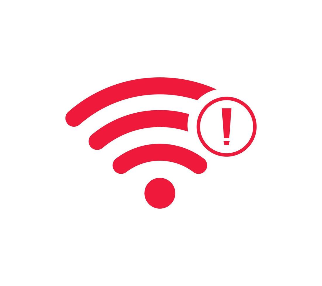 no hay señal de red inalámbrica icono de símbolo de color rojo. sin icono wifi vector