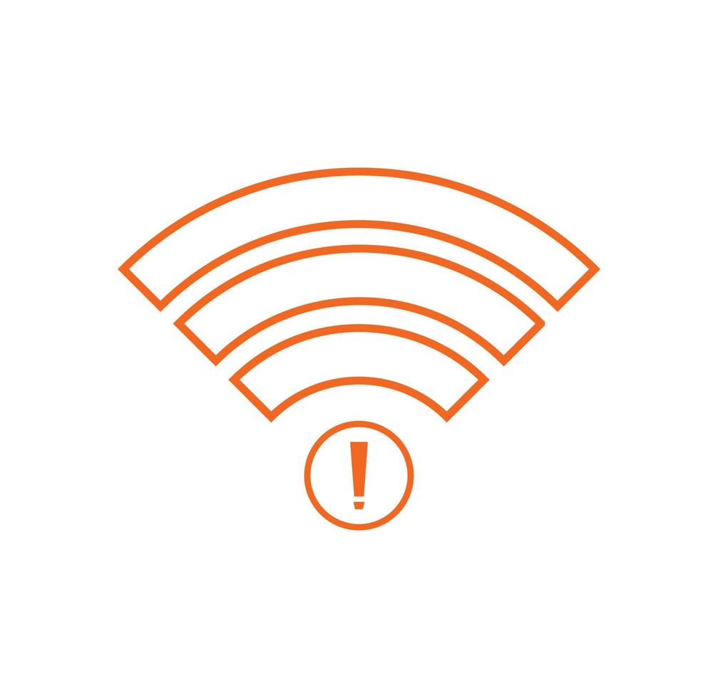 no Wifi wireless icon vector orange color.  no wi-fi connection icon