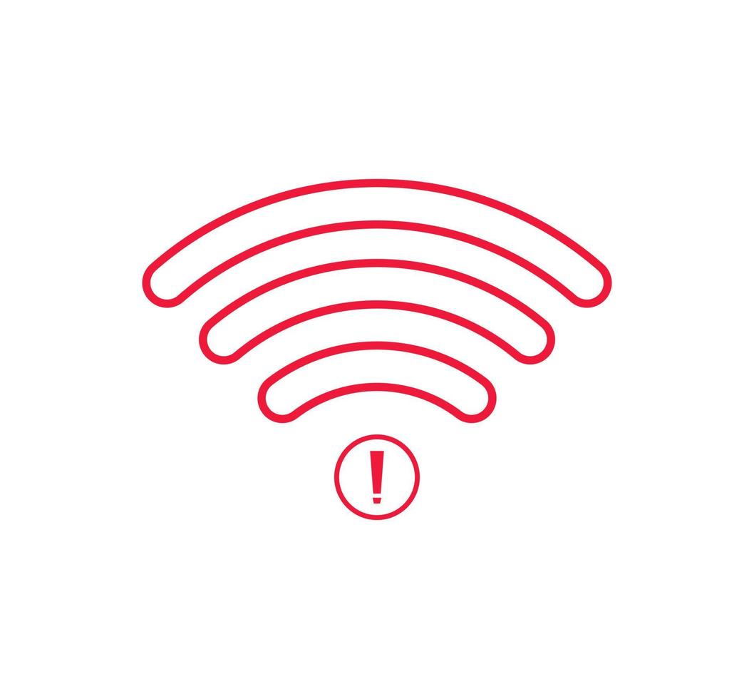 no hay señal de red inalámbrica icono de símbolo de color rojo. sin icono wifi vector