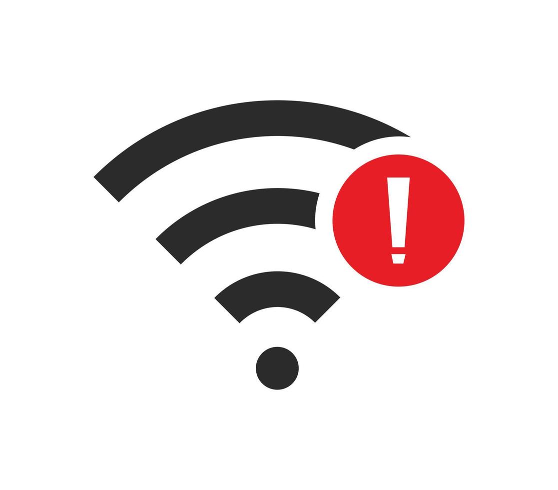 no hay conexiones inalámbricas, no hay señal de icono wifi vector color negro