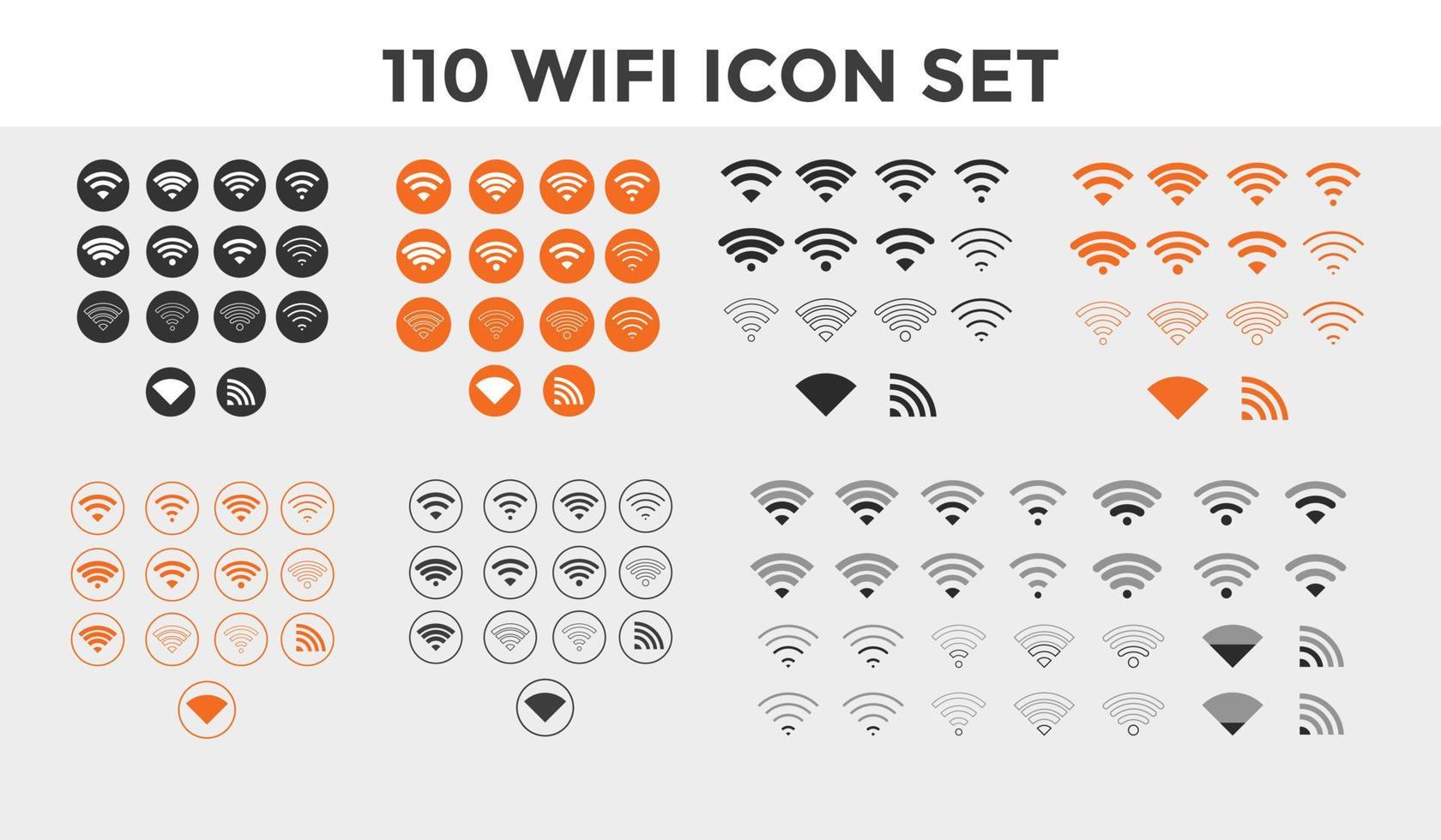 set of Wifi signal icon sign vector on white background