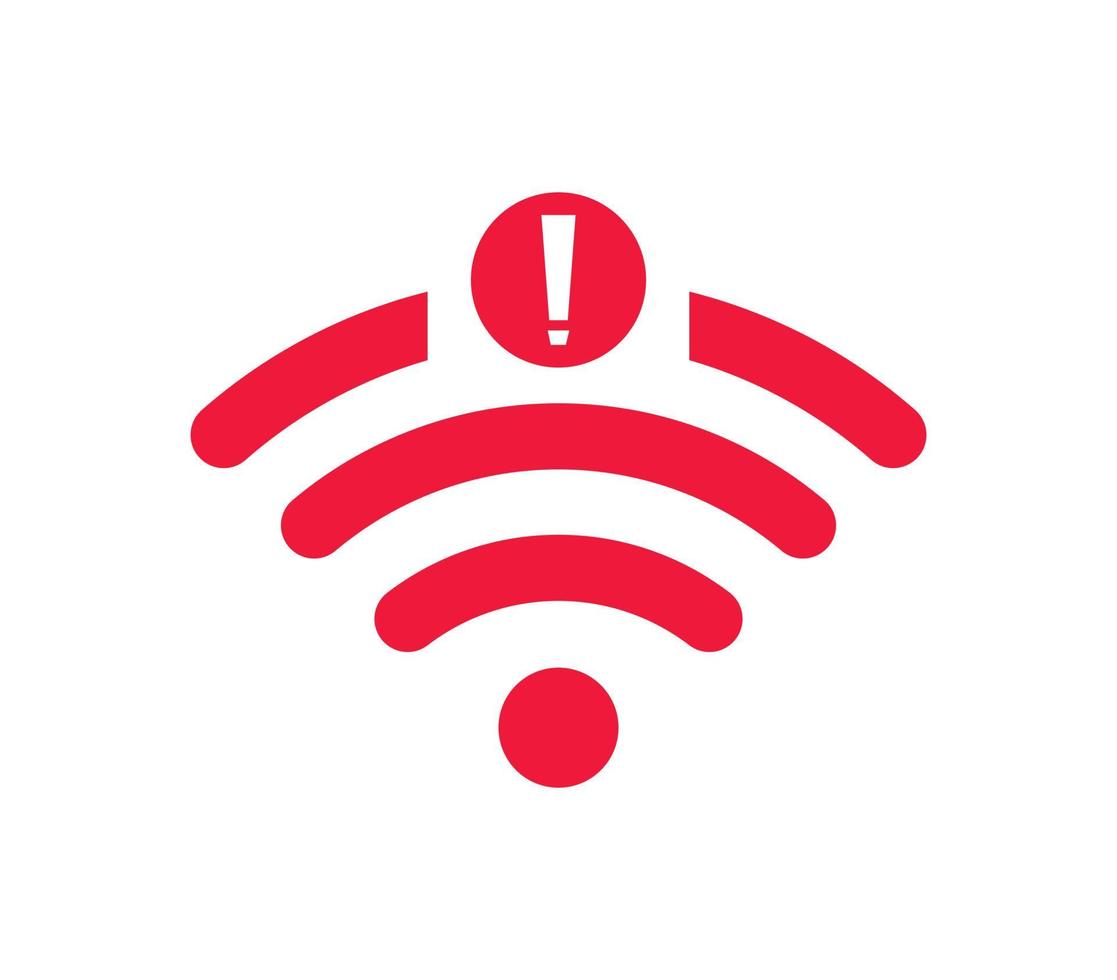 no hay señal de red inalámbrica icono de símbolo de color rojo. sin icono wifi vector