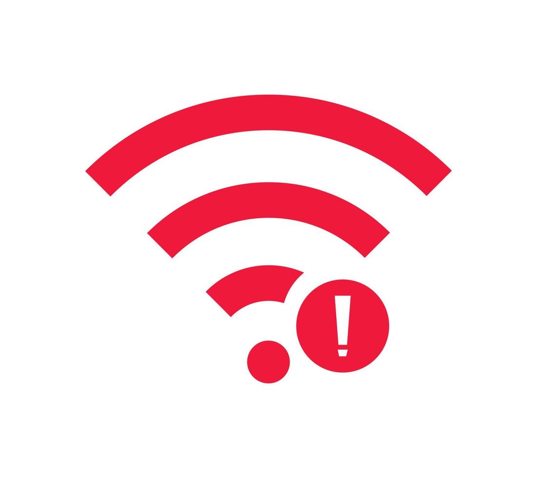 no hay señal de red inalámbrica icono de símbolo de color rojo. sin icono wifi vector