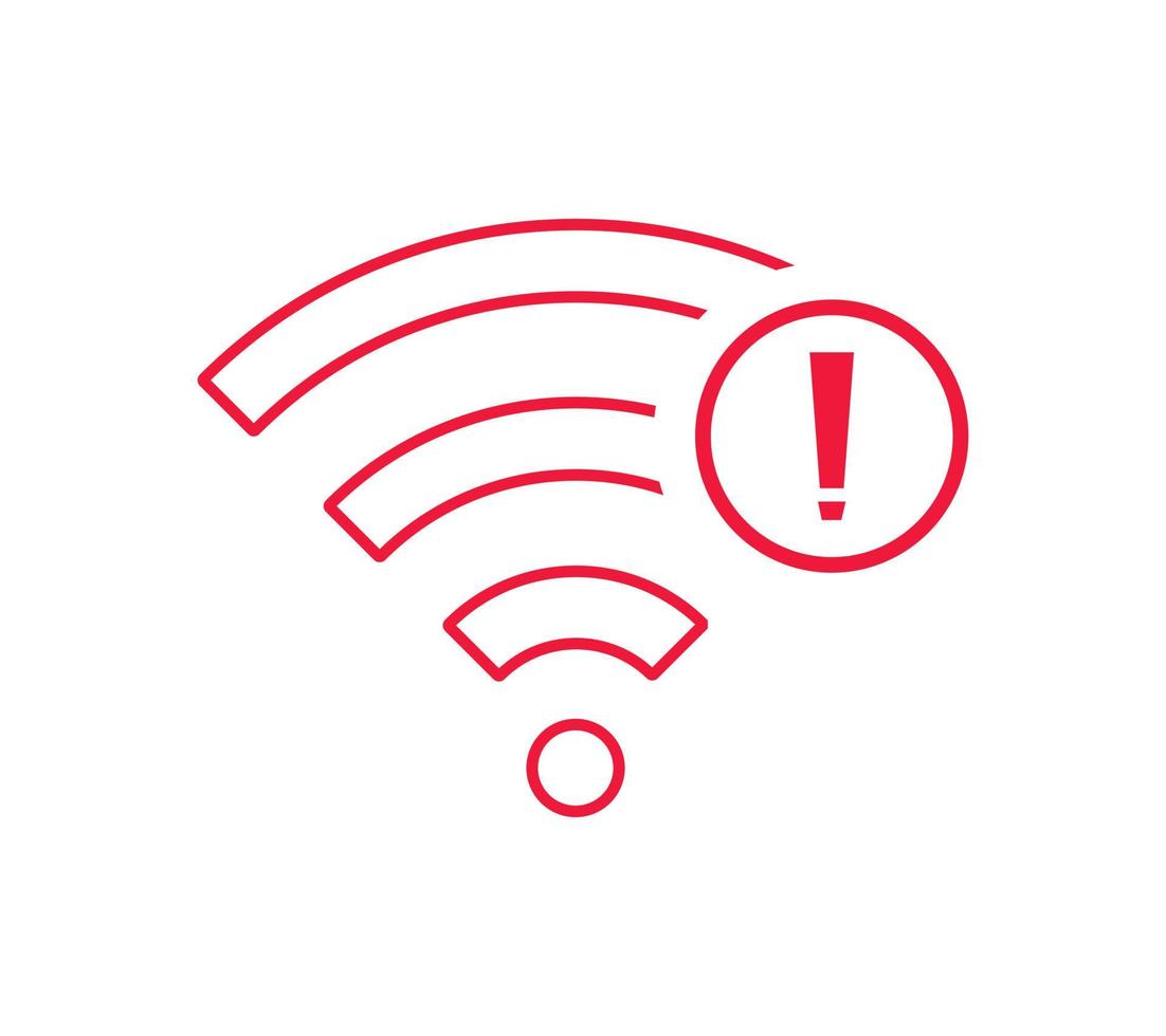 no hay señal de red inalámbrica icono de símbolo de color rojo. sin icono wifi vector