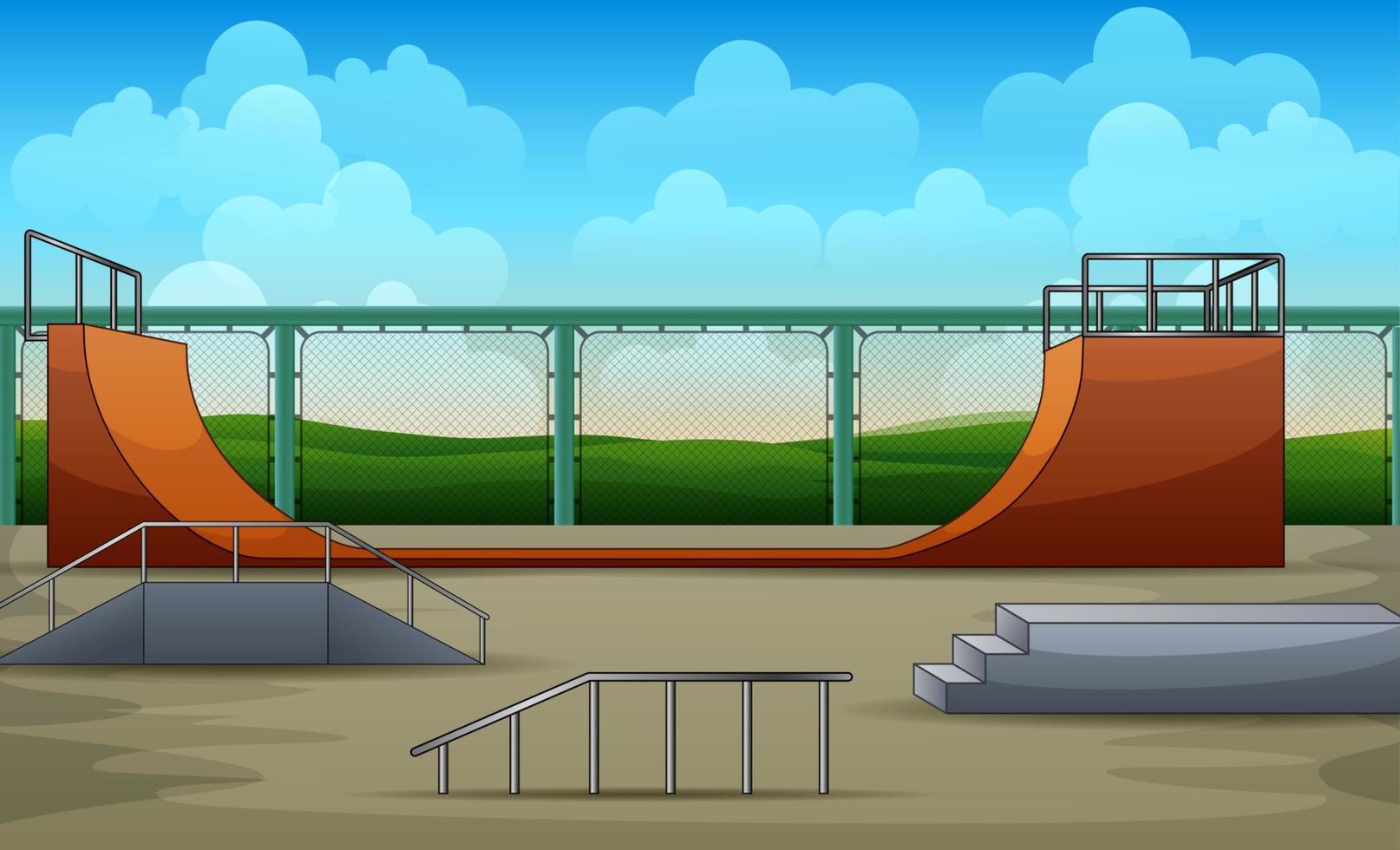 skatepark concepto de fondo de la naturaleza vector