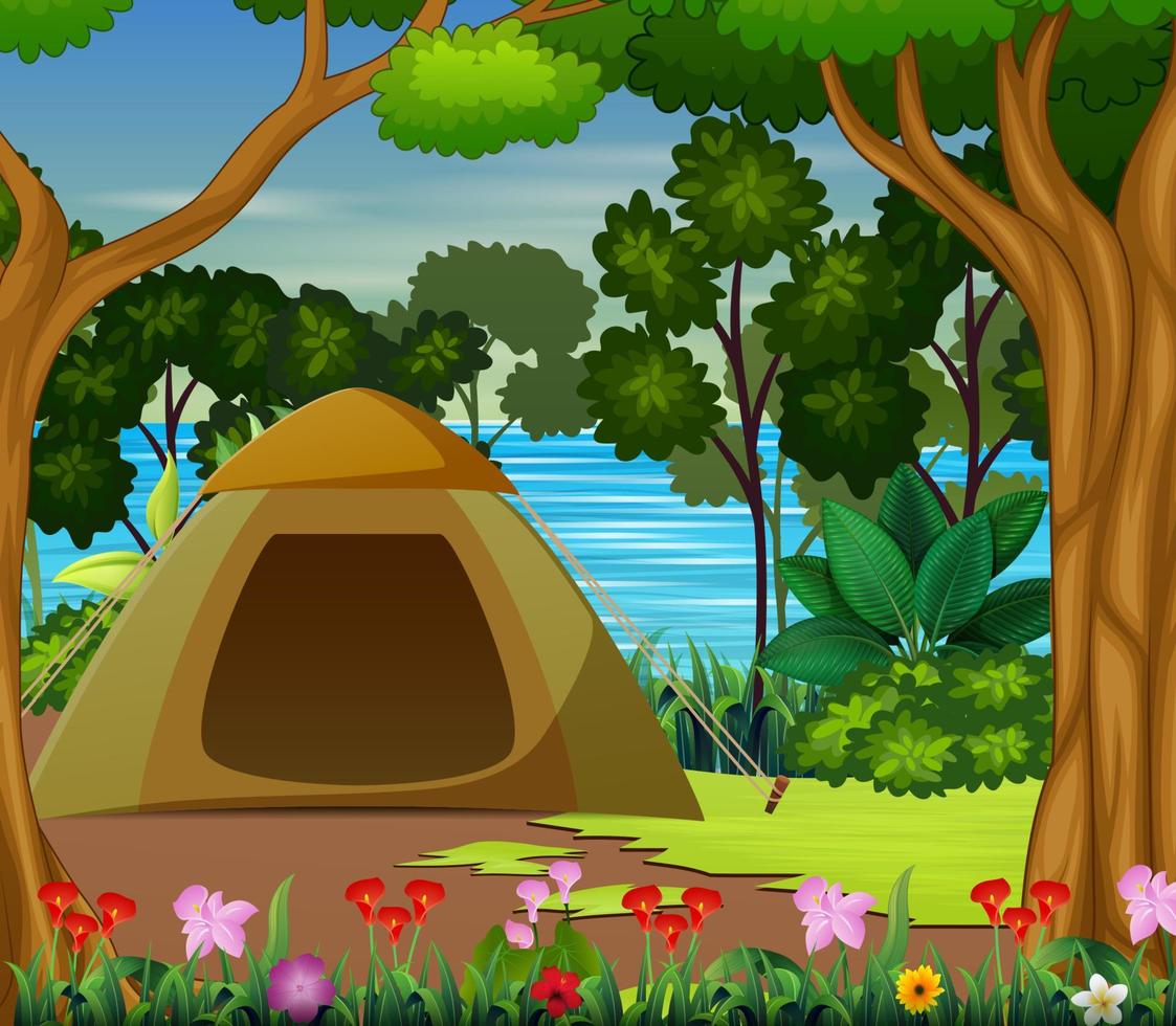 Camping zone on the beautiful landscape vector