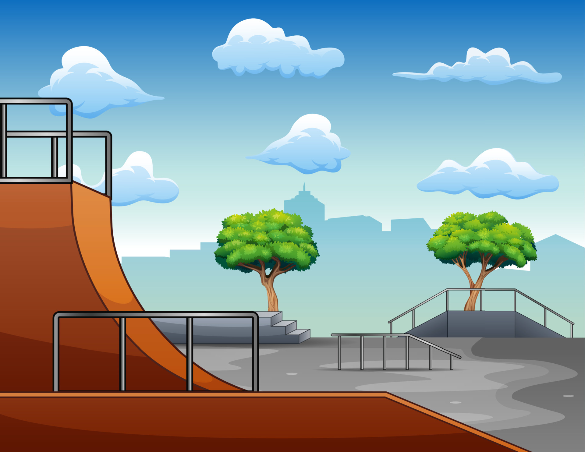 Skatepark concept background in the city 5557608 Vector Art at Vecteezy