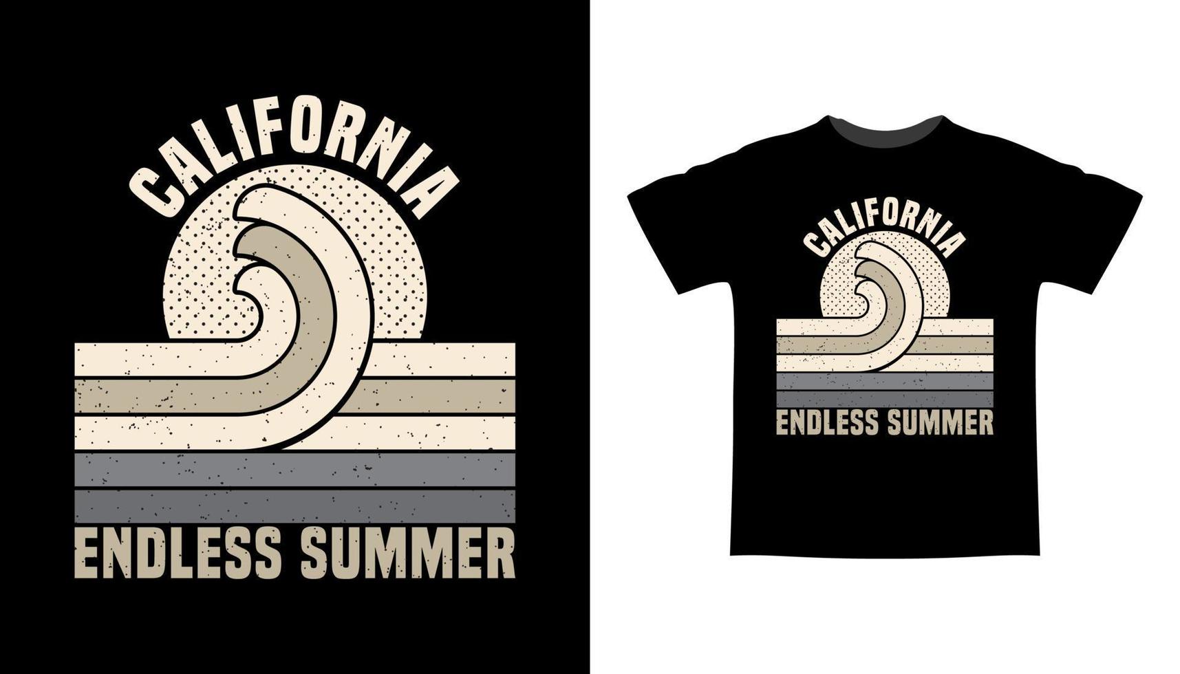 diseño de camiseta de tipografía de verano sin fin de california vector