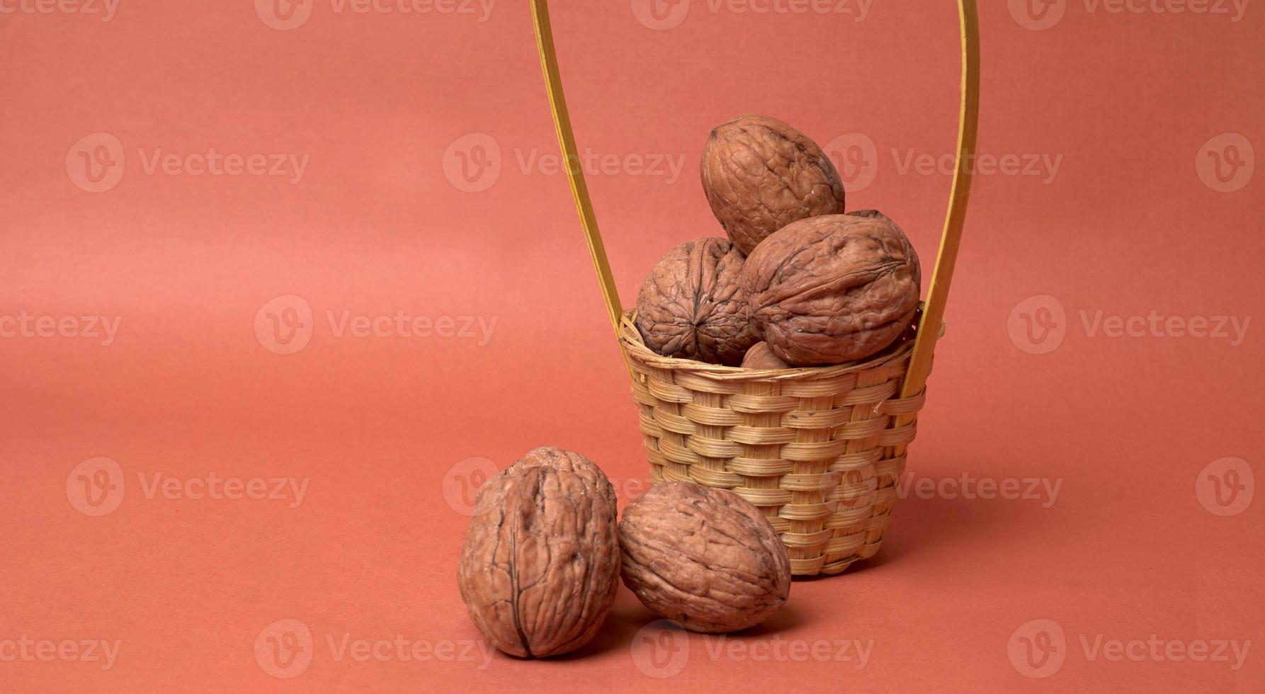Closup photo of a walnut seed. Food that is good for brain and lower risk of heart disease.